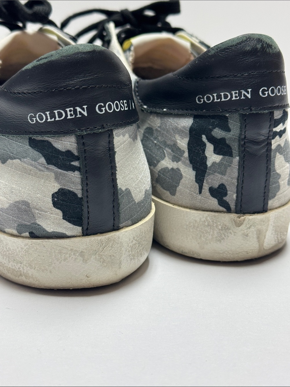 Golden Goose Men’s Gray Camo Superstar Sneakers with Black Accents - Picture 10 of 12